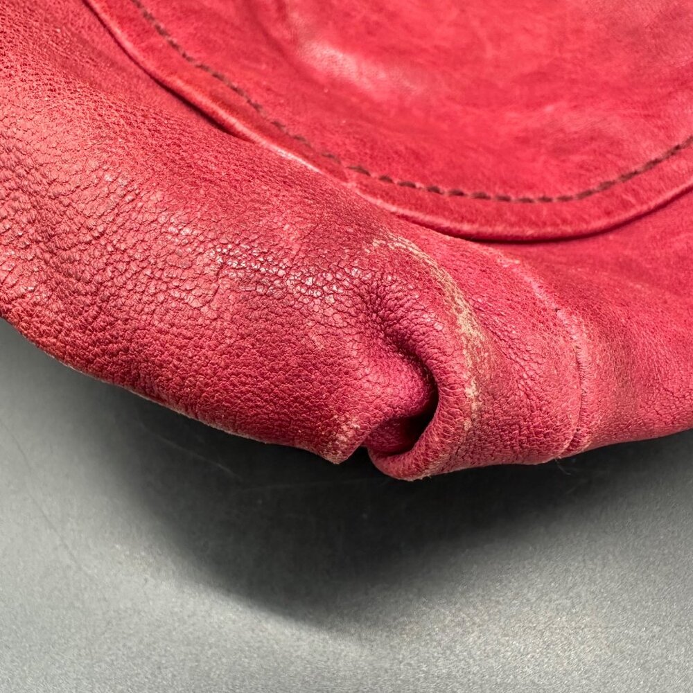Fossil Red Leather Crossbody Purse 1954 Adjustable Strap Brass Accents READ - Picture 13 of 15